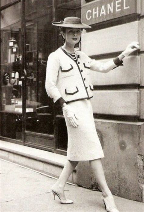 chanel jacket and skirt set|coco chanel 1954 collection.